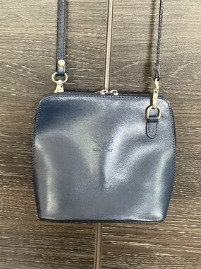 G&G Venezia Navy Leather Crossbody Bag Made in Italy